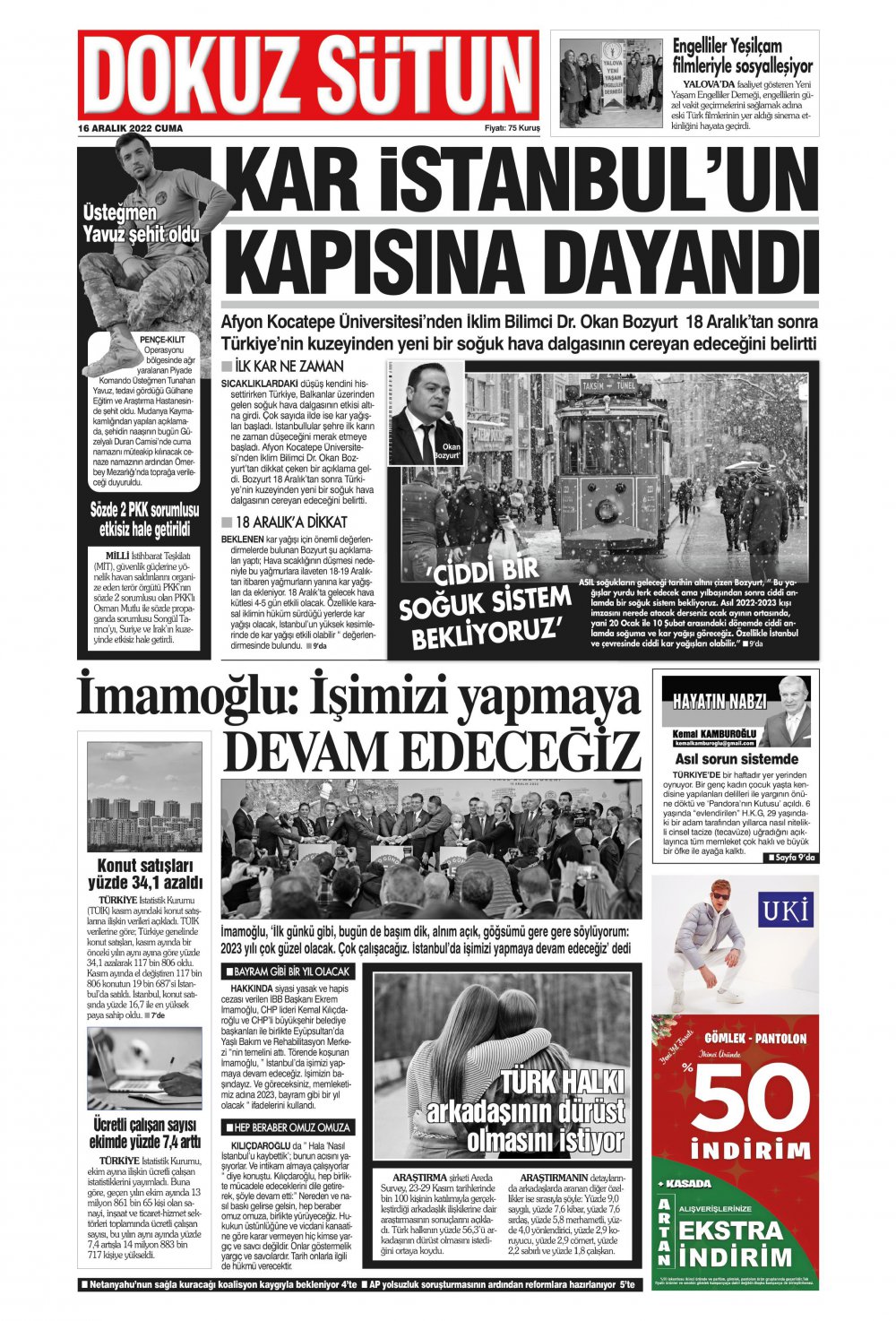 Dokuz Sütun Gazete Keyfi - Gazete Manşetleri ve 1. sayfaları - Gazete oku (16 Aralık 2022 Cuma)
