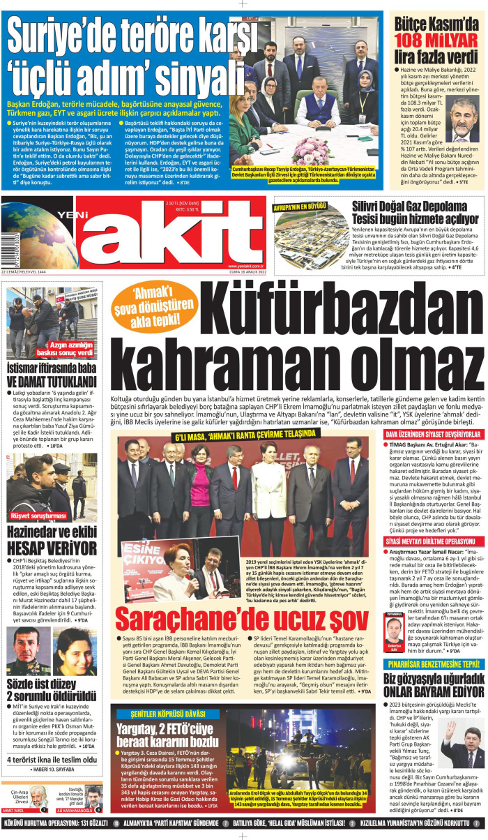 Yeni Akit Gazete Keyfi - Gazete Manşetleri ve 1. sayfaları - Gazete oku (16 Aralık 2022 Cuma)